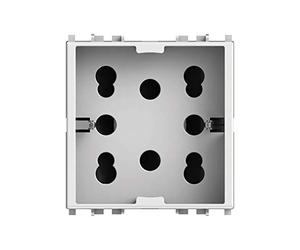 4box Toma Multistandard 1 Schuko o 2 BIPASSO Compatible con Vimar Plana, 250 V, Blanco, 4B.V14.H21, 250 voltsV