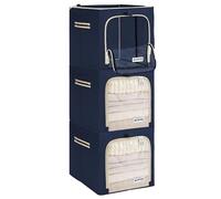 4CONVY Cajas de Almacenaje de Ropa para Armario con Cremallera y Estructura Metálica, 2 Ventanas Transparentes - Cajas Rígidas Apilables - Bolsas de Almacenaje para Ropa, Mantas y Edredones - 3x40L