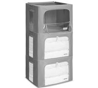 4CONVY Cajas de Almacenaje de Ropa para Armario con Cremallera y Estructura Metálica - Cajas Organizadoras Rígidas Apilables - Bolsas de Almacenaje para Ropa, Mantas, Edredones, Colchas - 3x66L