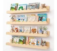 4er-Pack Estante de madera flotante para la habitación de los niños 42 cm | Estante flotante de madera maciza, estante curvado para dormitorio y sala de estar, para libros, marcos de fotos y decoración