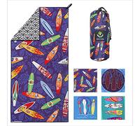 4Monster Toalla de playa de microfibra con bolsa de transporte, toalla de viaje a prueba de arena, toalla de secado rápido, ligera, para senderismo, yoga, vacaciones (velero A, L: 90x200 cm)