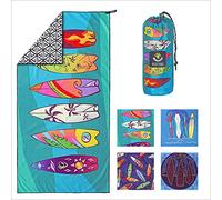 4Monster Toalla de playa de microfibra con bolsa de transporte, toalla de viaje a prueba de arena, toalla de secado rápido, ligera, para senderismo, yoga, vacaciones (velero C, L: 90x200 cm)