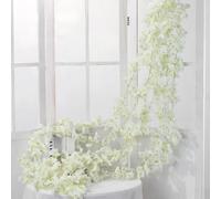 4PCS 180cm Guirnalda de Flores Artificiales Cerezo Decoracion, Guirnalda de Flores de Cerezo, Falsas Colgante Artificial Vid de Seda Plantas para Decoración Boda Jardín Exterior Interior (Blanco)