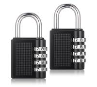 4pcs Candado Combinacion, Candado Taquilla Gimnasio, Candados de Acero Inoxidable, Impermeable Candados de Combinación 4 Cifras para Taquillas Maleta Viaje Jardines Cobertizos (A, Negro)