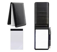 4PZS Bloc Notas A7 Libreta Pequeña de Bolsillo Libreta Mini de Cuero Set | con Bolígrafo de Metal y 2 Block de Notas de Repuesto Libretas Pequeñas Negro Libreta de Bolsillo para Escuela Hogar Oficina