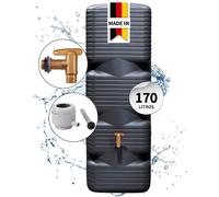 4rain QUADRO set completo depósito mural de agua de lluvia 170 L graphite grey in rifo de plástico y conexión al bajante