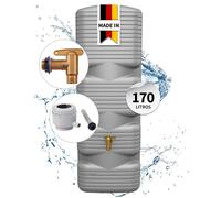 4rain QUADRO set completo depósito mural de agua de lluvia 170 L gris hormigón incl. grifo de plástico y conexión al bajante