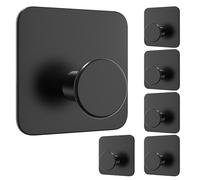 4smile Toallero sin taladrar, juego de 6 unidades, color negro, ganchos adhesivos de acero inoxidable para baño, cocina, armario, paños y albornoces, resistentes al agua, alta capacidad de carga