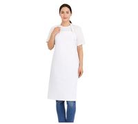 4sold Delantales blancos de chef - Algodón resistente 240 g/m², ajustables y resistentes al fuego, sin bolsillos, para hombres y mujeres, cocina y BBQ (1psc)