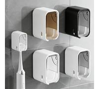 4uds Portacepillos Pared Autoadhesivo con Tapa sin taladrar