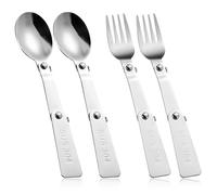 4uds Tenedor y Cuchara Plegables, Tenedores y Cucharas Plegables de Acero Inoxidable Portátil para Viajes al Aire Libre Repuesto Compatible con Thermos Funtainer Tarro de Comida de 16 oz