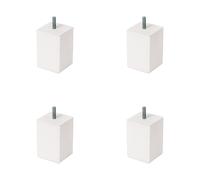 4un. Pata pie mueble en madera de haya lacada en pintura blanca. Altura 80mm forma cuadrada