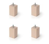 4un. Pata pie mueble en madera de haya natural en crudo sin barnizar. Altura 80mm forma cuadrada