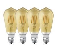 4X LED Filamento Smart + Edison ST64 5,5W E27 Oro Extra Warm Regulable Bluetooth
