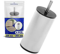 4x Pata para Muebles Cilíndrica 100mmxØ50mm Pata Mueble de Plástico y Acero