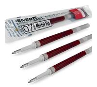 4X Pentel Energel 0.7mm Recambio Punta Metálica LR7 - para Energel XM, BL77/BL57/BL37 - Rojo