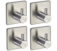 4x SO-TECH® Gancho de Pared PANDORA autoadhesivo 3M Acero fino inoxidable para la Cocina & el Baño/Toallero/Sin Perforar/El Máximo 8 Kg