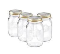 4x transparente 500ml Quattro Stagioni Glass Preserving Jars - Tapa de tornillo hermético Almacenamiento de mermelada de mermelada Mason Juego de contenedores - por Bormioli Rocco