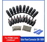 5/10 pares de conectores solares enchufes fotovoltaicos 1000V 30A Kit de conectores de panel solar disponibles para cables fotovoltaicos/MC 2,5/4/6 mm2 5 pairs 1 spanner