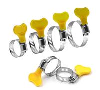 5/10 unidades de abrazaderas de manguera ajustables de 8-44 mm con mango de plástico amarillo, de torsión manual, de acero inoxidable 201, para tubos 16-25mm (5pcs)