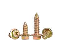 5-100 piezas M3-M8 acero inoxidable/acero al carbonio ranura cruzada cabeza hexagonal con brida tornillos autoperforantes, M4x16mm(50 piezas)