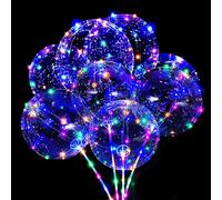 5/15 Uds. Globos de fiesta con luz LED de colores con mango de palo globos Bobo transparentes brillantes de 20 pulgadas para decoraciones de fiesta de cumpleaños rubí