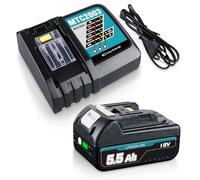 5,5 Ah BL1850B - Batería de repuesto para Makita 18 V y cargador DC18RC | Compatible con batería Makita BL1860B BL1840B BL1830B BL1820B BL1860 BL1850