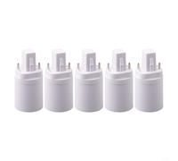 5 adaptadores G24 a E27 - 2 pines macho a rosca Edison hembra titular de lámpara convertidor - Adaptador de enchufe de bombilla de PC ignífugo para oficina en casa para iluminación - Blanco (5 piezas)