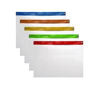 5 bolsas con cremallera A5 para documentos, varios colores