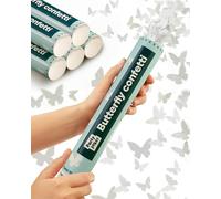 5 Cañones de Confeti Mariposas Blancas - Papel Certificado FSC® - Biodegradable y Seguro - Perfecto para Bodas y Eventos Románticos
