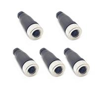 5 Conector Hembra Circular M12 5 Polos B codificado, instalación en el Sitio, Conector Circular Industrial ip67 sin blindaje a Código Recto 125V 4a con cableado de sensores de 12 mm