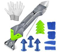 5 en 1 Herramientas de Calafateo de Silicona, (hoja de acero inoxidable) kit de calafateo rasqueta silicona profesional para cocina y baño, con 4 raspador/ 3 boquilla de calafateo/ 1 cuchillas