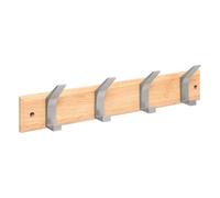 5 five simply smart 5Five - Ganchos de Pared ZINY Beige de Madera y Aluminio - 4 Ganchos - 45 x 7 x 9,1 cm - Accesorio para el hogar, Uso Diario