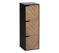 5 five simply smart 5five - Mueble de 3 estantes y 3 Puertas con diseño Chevron - Efecto Madera y Negro - Forma cúbica - Almacenamiento práctico y práctico - Sala de Estar, Oficina, Dormitorio