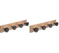 5 five simply smart 5five - Perchero de Pared con 4 Ganchos - Madera de Pino y Negro - 40 cm - Perchero, almacenaje de Pared - para recibidor, Dormitorio y baño (Paquete de 2)