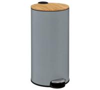 5 five simply smart Cubo de basura con pedal de metal y bambú gris Modern color 30 l