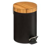 5five Papelera de baño con pedal Naturéo Black – Metal, tapa bambú, cubo extraíble 3 L