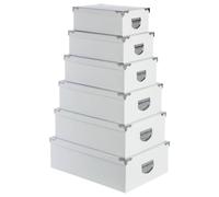 5 five simply smart - Lote de 6 Cajas Lisas Blancas 105313 L, 32 x 21,5 x 11,8 cm