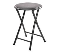 5 five simply smart Taburete Plegable Redondo 5five, Negro - Tubos de Acero Anchos y Resistentes - Asiento cómodo - Pasador de Bloqueo - Ideal para Sala de Estar, Cocina y Dormitorio