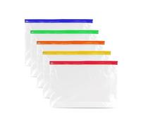 5 fundas A4 Plus con cremallera para documentos, 370 mm x 260 mm, colores surtidos, elegante bolsa de almacenamiento de archivos con cremallera, impermeable, soporte para documentos con cierre