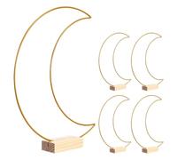 5 juegos Aro Floral de Luna de Hierro con Base de Madera 26x20x3,6cm | Acabado Dorado, Silueta Minimalista, Instalación Fácil, para Shower y Escritorio Floral