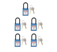 5 juegos de candado de seguridad aislado a prueba de polvo duradero de nailon con llave para bloqueo de seguridad industrial candado eléctrico de bloqueo de ingeniería de 38 mm (Azul)