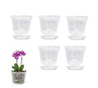 5 macetas para orquídeas, orquídeas para plantar, macetas con agujeros drenaje y platillos, maceta transparente, maceta con ranuras para orquídeas