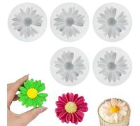 5 moldes de silicona con diseño de flores, margaritas en 3D, resistencia a la temperatura de -40 ~ 230 °C, herramientas para hornear de cocina, para hacer pasteles, velas, jabón, chocolate