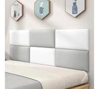 5 Paneles de Pared 3D Suaves, Almohadillas Anticolisión Seguras, Adhesivas, de Cuero Rectangular, para Cabecera de Cama Infantil black
