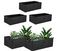 5 paquete de jardín rectangular Grow bolsas de plantería de fieltro bolsas de tela de plantación cuadradas con manijas de jardín interior de jardín de interior para flores Tomates de verduras Patatas