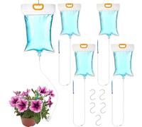 5 Pcs Bolsa Riego Por Goteo 3,5 L con Flujo Ajustable, Sistema Regador Automático Plantas, Dispositivos Regar Eficiente, Bolsas Riego Flores Vacaciones para Interior Exterior Macetas, Jardín BonsáIs