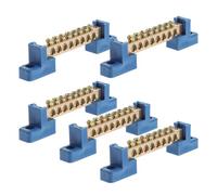 5 Piezas Barra de Terminales de Cableado de 8 Posiciones Tornillos | Aislada en Latón y Zinc, Compatible Carril Din y Montaje en Panel, para Conductores Neutros