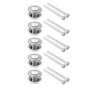 5 Piezas Botón de Descarga Doble, Diseño Ovalado | ABS Plata, Ergonómica y Resistente, Repuesto para Baño Accionamiento Suave