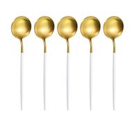 5 Piezas Cuchara Sopera Redonda de Acero Inoxidable, Diseño Único